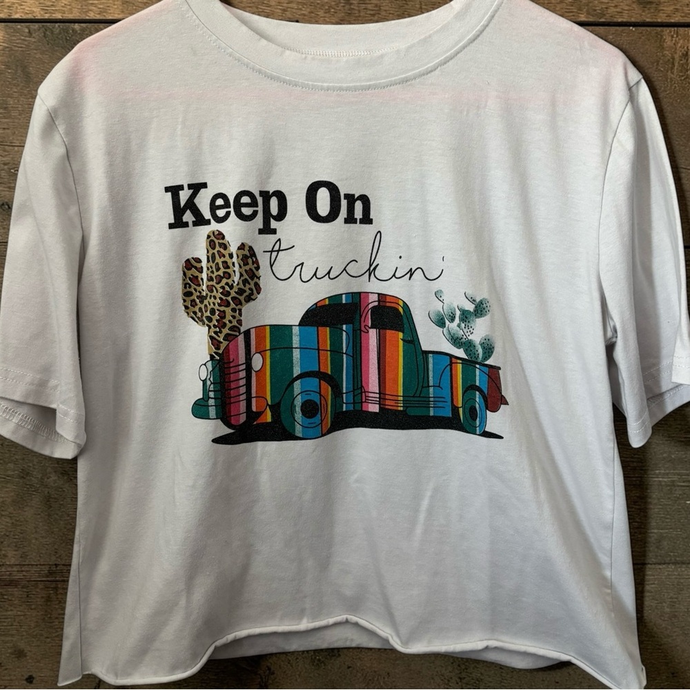 Graphic Tee - White with Colorful Truck Design